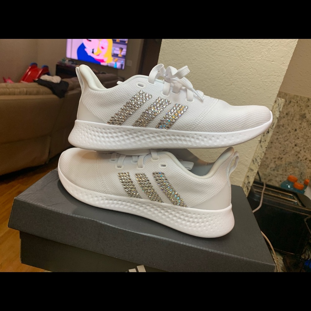Beautiful white adidas with Swarovski crystals